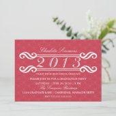 Rosa Vintage Damask 2013 Abschluss Einladung (Stehend Vorderseite)
