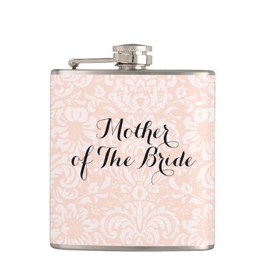 Rosa Vintage-Damask-Flasche für die Mutter der Bra Flachmann (Vorderseite)
