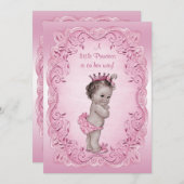 Rosa Vintage Dusche Prinzessin-Baby Einladung (Vorne/Hinten)