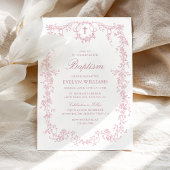 Rosa Vintage Elegante Girl Taufe Foto Einladung