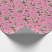 Rosa Vintage Extravagante Katze Geschenkpapier (Ecke)
