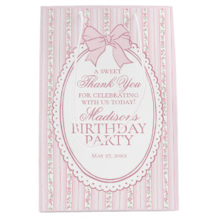 Rosa Vintage Fancy Blumige Geburtstagsfeier Mitgeb Mittlere Geschenktüte