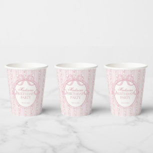 Rosa Vintage Fancy Floral Geburtstagsfeier Pappbecher