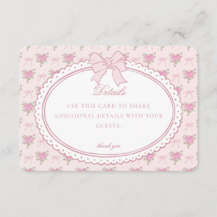 Rosa Vintage Fancy Florale Details Karte Einladung
