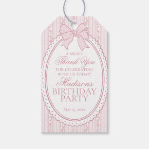 Rosa Vintage Fancy Florale Geburtstagsfeier Gesche Geschenkanhänger