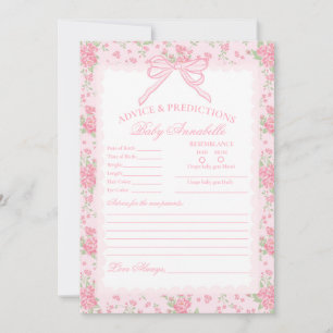 Rosa Vintage Fancy Florales Baby-Ratgeber-Kärtchen Einladung
