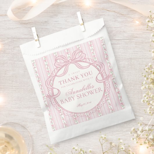 Rosa Vintage Fancy Florales Babyshower-Dessert Geschenktütchen (Ausgeschnitten)