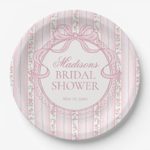 Rosa Vintage Fancy Florales Brautjungfernparty Pappteller