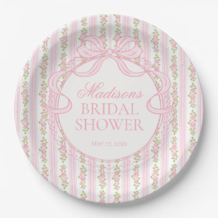 Rosa Vintage Fancy Florales Brautjungfernparty Pappteller