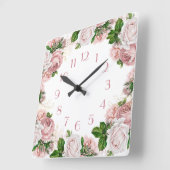 Rosa Vintage Farbe Weiß Quadratische Wanduhr (Winkel)