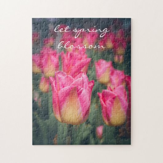 Rosa Vintage Federtulpen Puzzle (Vertikal)