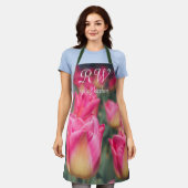 Rosa Vintage Federtulpen Schürze (Getragen)