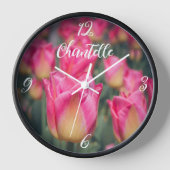 Rosa Vintage Federtulpen Uhr (Vorderseite)