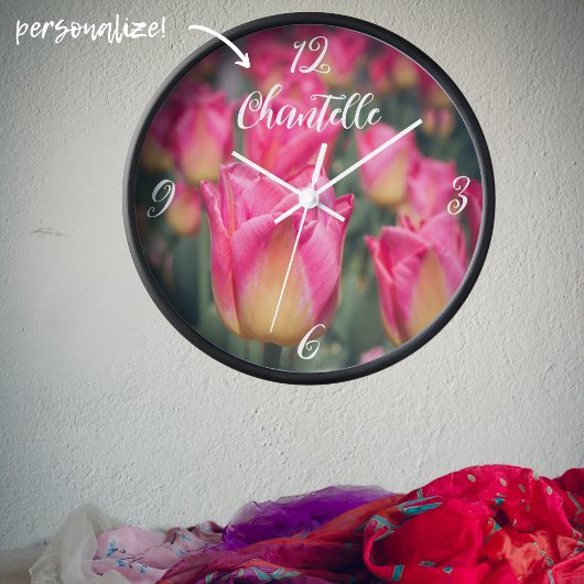 Rosa Vintage Federtulpen Uhr