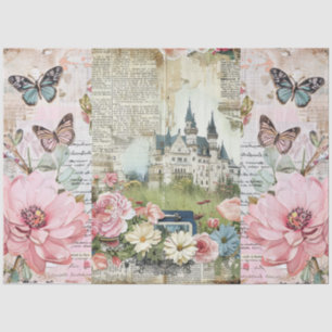 Rosa Vintage florale Ephemere Collage Decoupage Seidenpapier