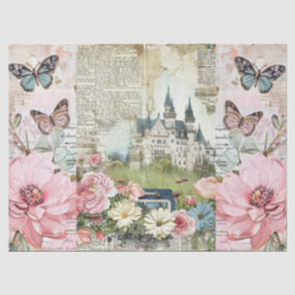 Rosa Vintage florale Ephemere Collage Decoupage Seidenpapier