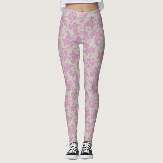 Rosa Vintage florale Leggings (Vorderseite)