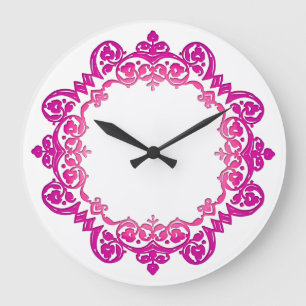 Rosa Vintage florale Medallion Wall Clock Große Wanduhr