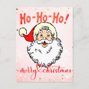 Rosa Vintage fröhlicher Weihnachtsmann lächelnder Postkarte