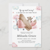 Rosa Vintage Girl-Babydusche Einladung (Vorderseite)