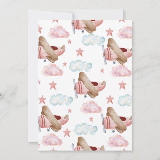 Rosa Vintage Girl-Babydusche Einladung (Rückseite)