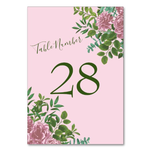 Rosa Vintage Hochzeit Tischnummer (Rückseite)