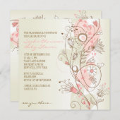 Rosa Vintage Hübsche Blumendusche Einladung (Vorne/Hinten)