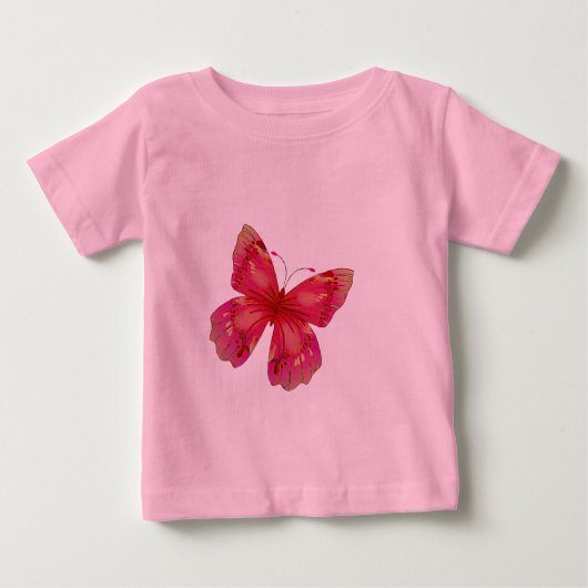 Rosa Vintage hübsche Schmetterlingskunst Baby T-shirt (Vorderseite)