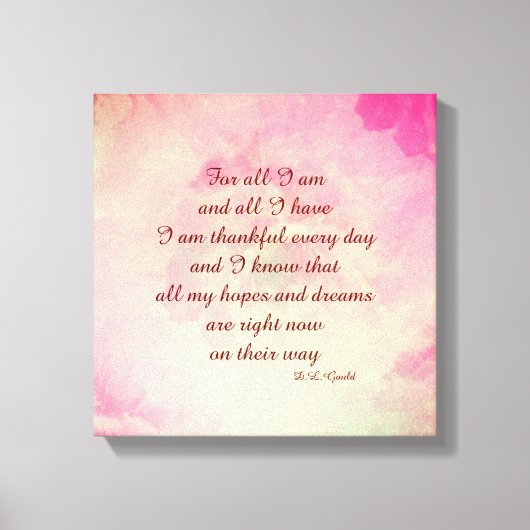 Rosa Vintage Inspirationsworte Leinwand (Vorderseite)