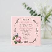 Rosa Vintage Inspirierte Brautdusche Einladung (Stehend Vorderseite)