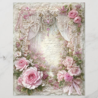 Rosa Vintage-Junk-Journal-Schrappbuch-Papier