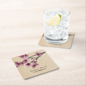 Rosa Vintage Kirschblüten PapierUntersetzer Rechteckiger Pappuntersetzer (Vor Ort)