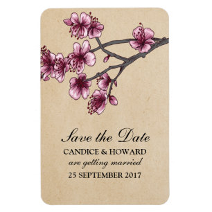 Rosa Vintage Kirschblüten Save the Date Magnet
