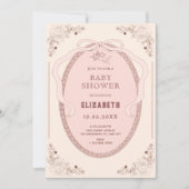 Rosa Vintage klassische Romantische Babydusche Einladung (Vorderseite)