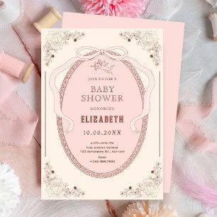 Rosa Vintage klassische Romantische Babydusche Einladung