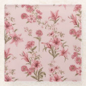 Rosa Vintage Lilien Blumencotagecore Glasuntersetzer (Vorderseite)