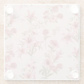 Rosa Vintage Lilien Blumencotagecore Glasuntersetzer (Rückseite)