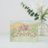 Rosa Vintage Love Bird Blume Swirl Wedding RSVP (Stehend Vorderseite)