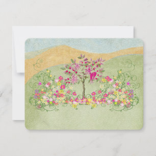 Rosa Vintage Love Bird Blume Swirl Wedding RSVP Karte