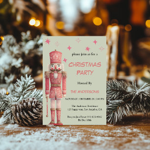 Rosa Vintage-Nussknacker-Weihnachtsfeier Einladung