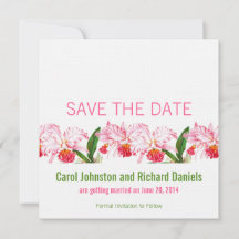 Rosa Vintage Orchideen-Save the Date Karten