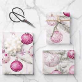 Rosa Vintage Ornamente Weihnachten Geschenkpapier Set