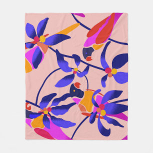 Rosa Vintage Papageien: Exotische Nahtlose Illustr Fleecedecke