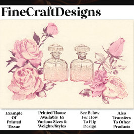 Rosa Vintage Parfümflaschen und Rose AE1 Decoupage Seidenpapier