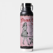 Rosa Vintage Postkartenweibchen und Poodle-Liebe Trinkflasche (Vorne)