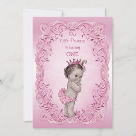 Rosa Vintage Prinzessin 1. Geburtstag Party Einladung