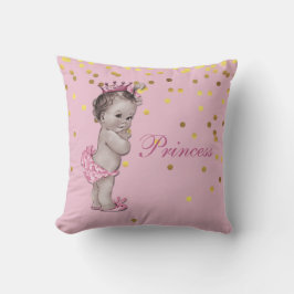 Rosa Vintage Prinzessin Baby Gold Confetti Kissen