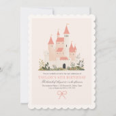 Rosa Vintage Prinzessin Burg Fairytale Einladung (Vorderseite)