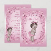 Rosa Vintage Prinzessin Save The Date Baby Shower (Vorne/Hinten)