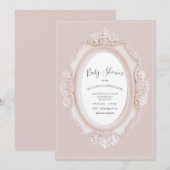 Rosa Vintage-Rahmen-Baby-Shower Einladung (Vorne/Hinten)